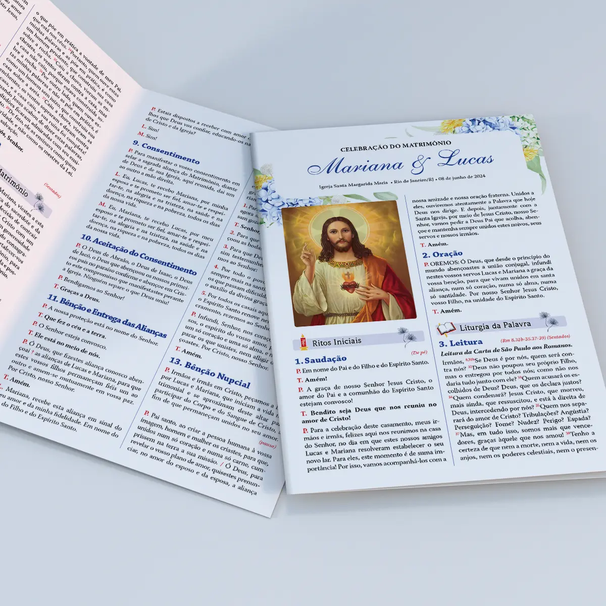 folhetos de missa personalizados para casamentos