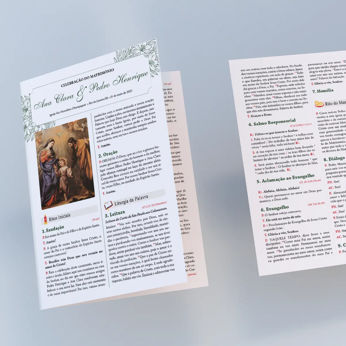 folheto litúrgico para batizado personalizado