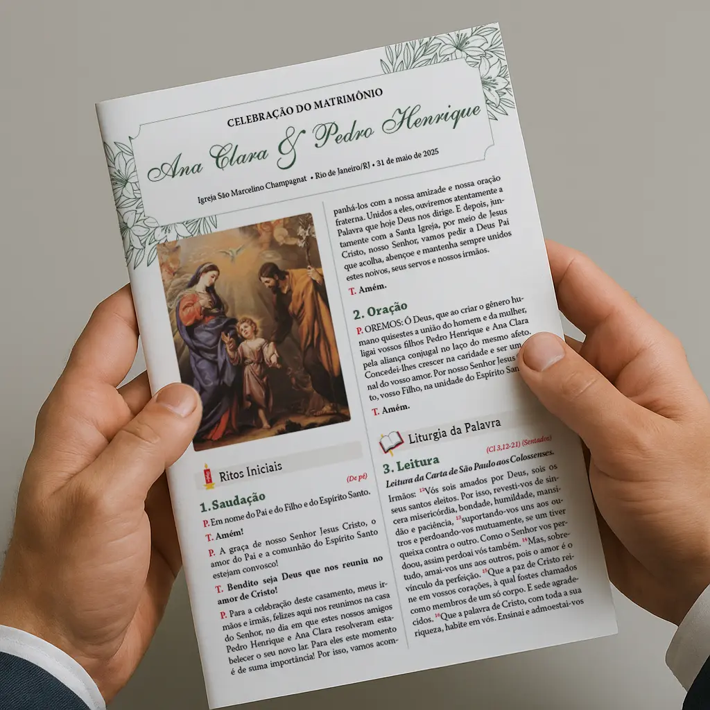 folheto litúrgico para batizado personalizado
